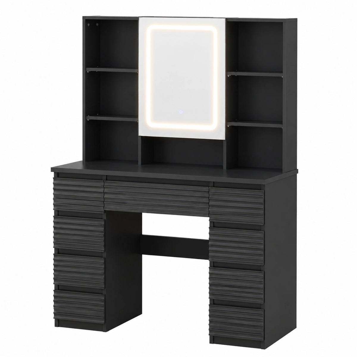 Coiffeuse, réglable, avec rangement, avec tiroirs, coloris blanc, pour la chambre