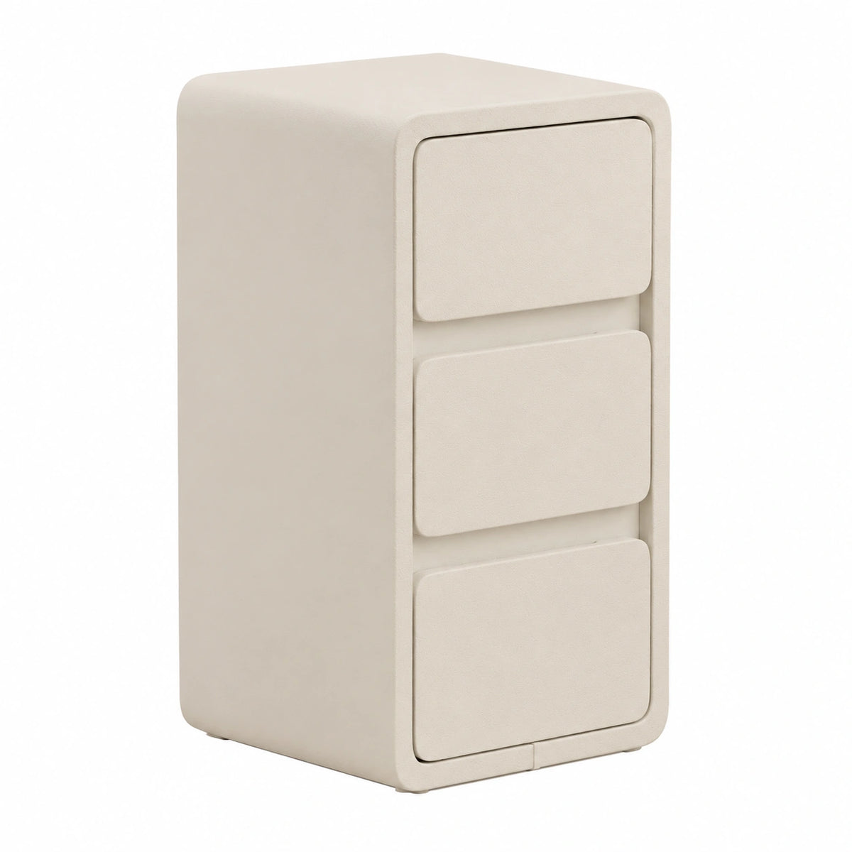 Table de chevet, avec tiroirs, en cuir, coloris blanc, pour la chambre