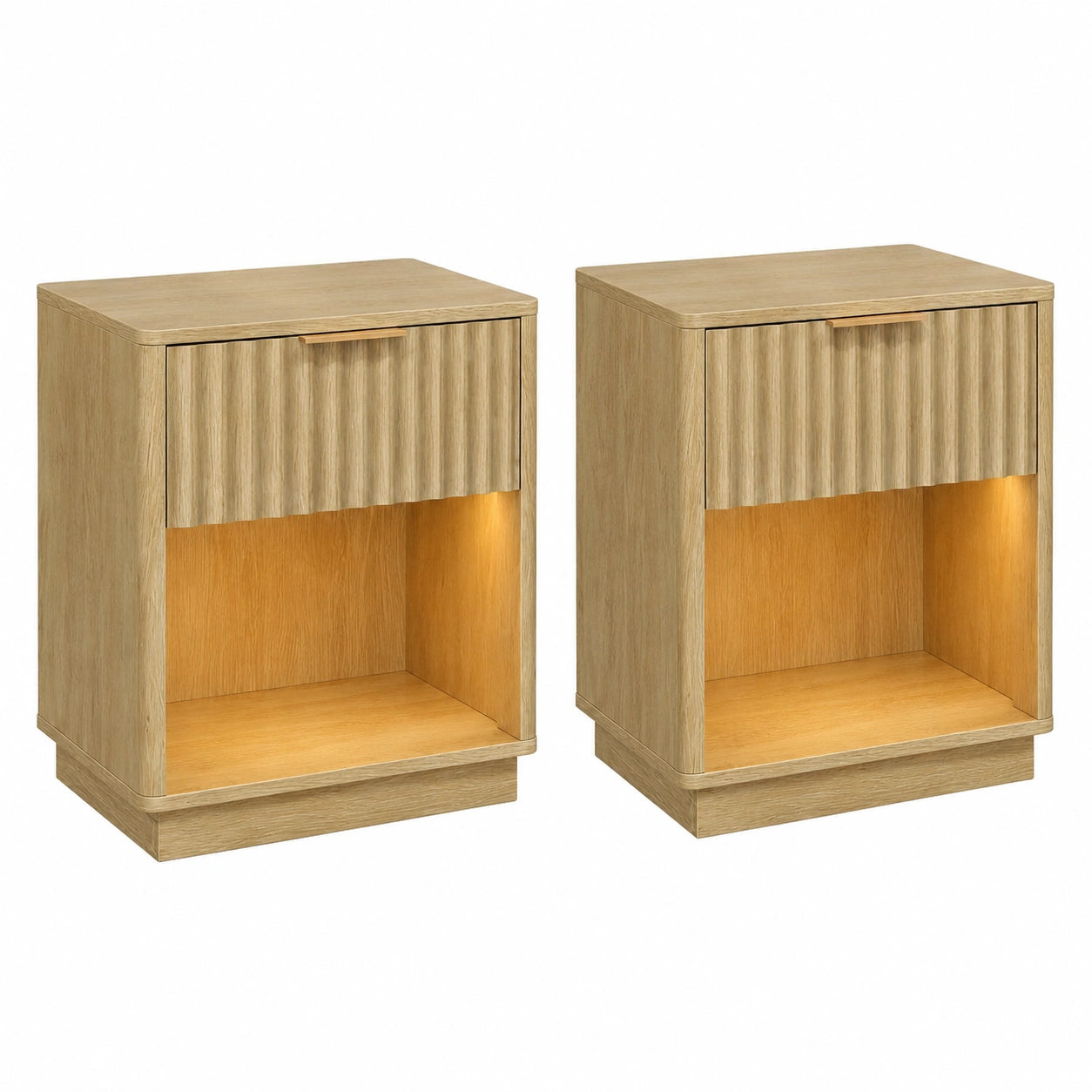 Commode, en chêne, avec tiroirs, avec étagères, avec éclairage LED, 48 x 35 x 57 cm, pour la chambre ou le salon
