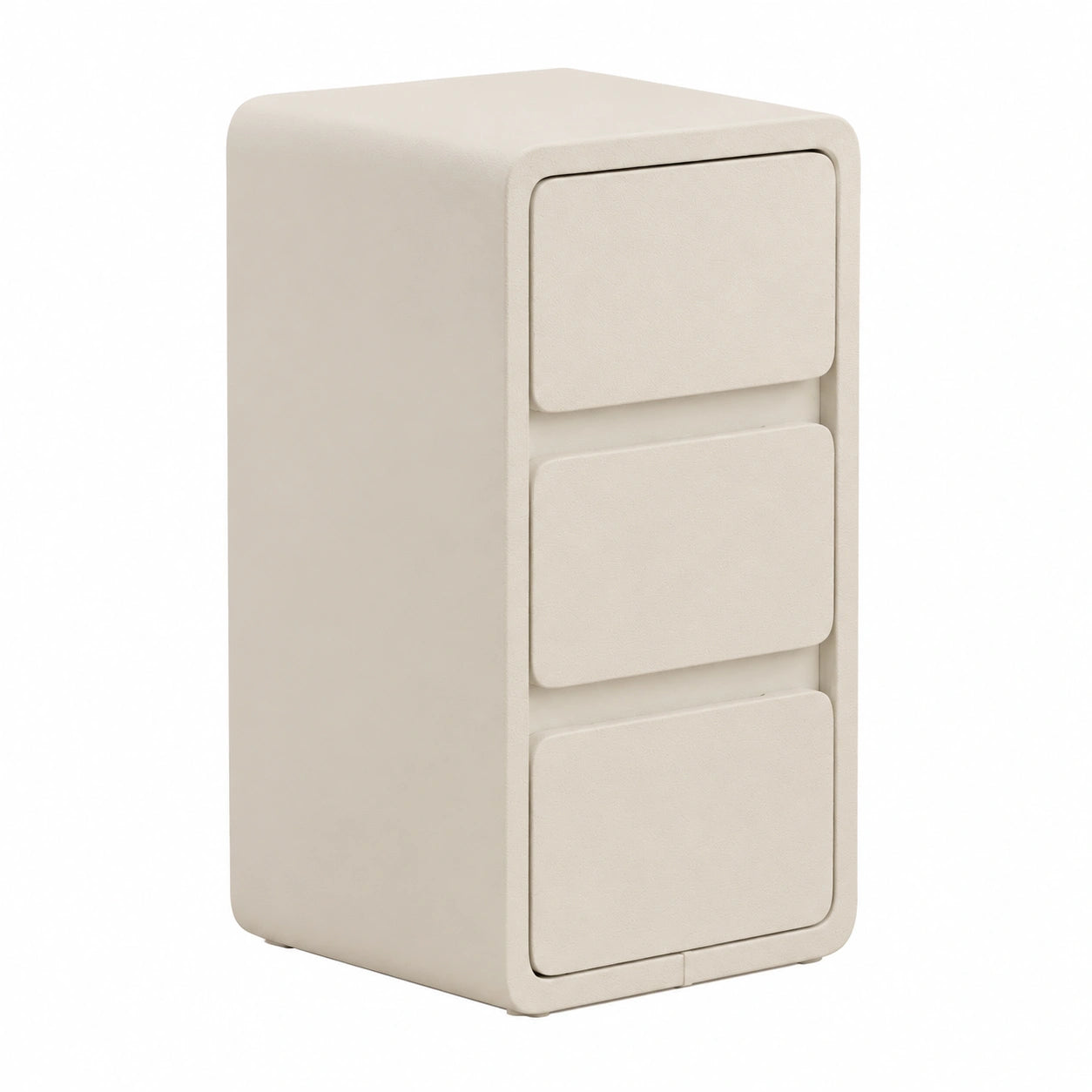 Table de chevet, avec tiroirs, en cuir, coloris blanc, pour la chambre