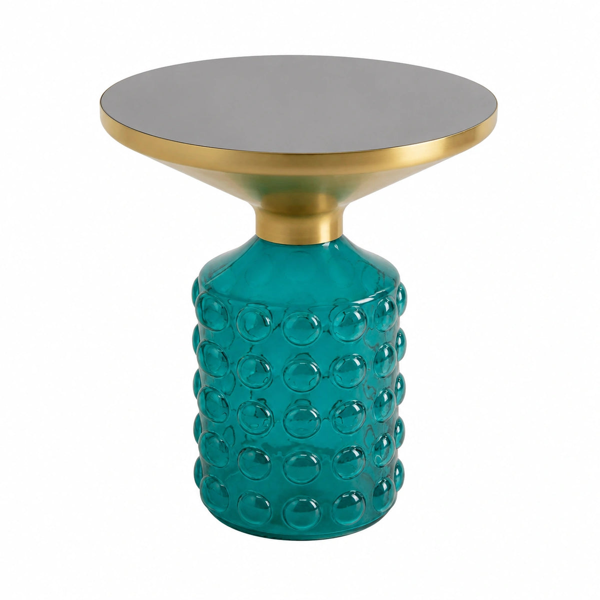 Table basse, en verre, coloris bleu, pour le salon