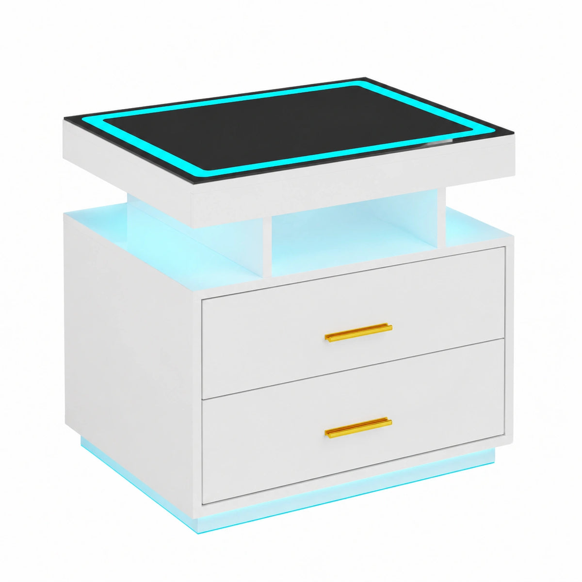 Table de chevet, avec tiroirs, coloris blanc, pour la chambre