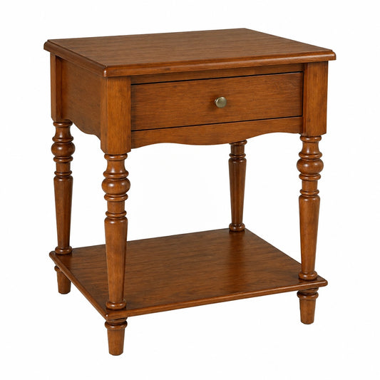 Table de chevet, avec tiroirs, en bois massif, 48 x 48 x 61 cm, coloris marron, pour la chambre